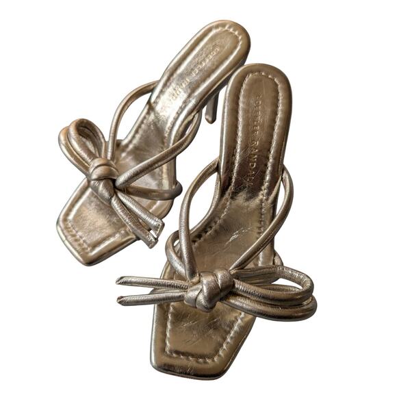 Loeffler Randall Margi Gold Bow Sandal Heels 6 - Picture 1 of 10